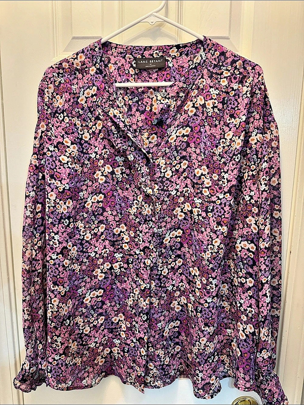 Lane Bryant Floral Blouse in Purple & Pink Like New